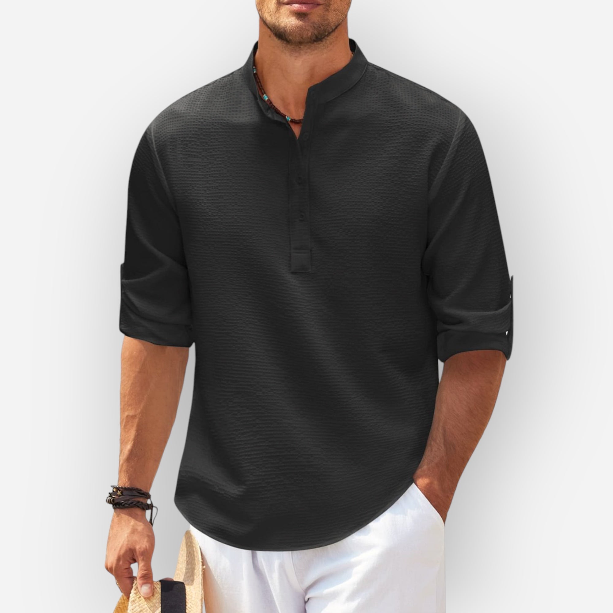 LucaMoretti™ Katoen-Linnen Herenshirt