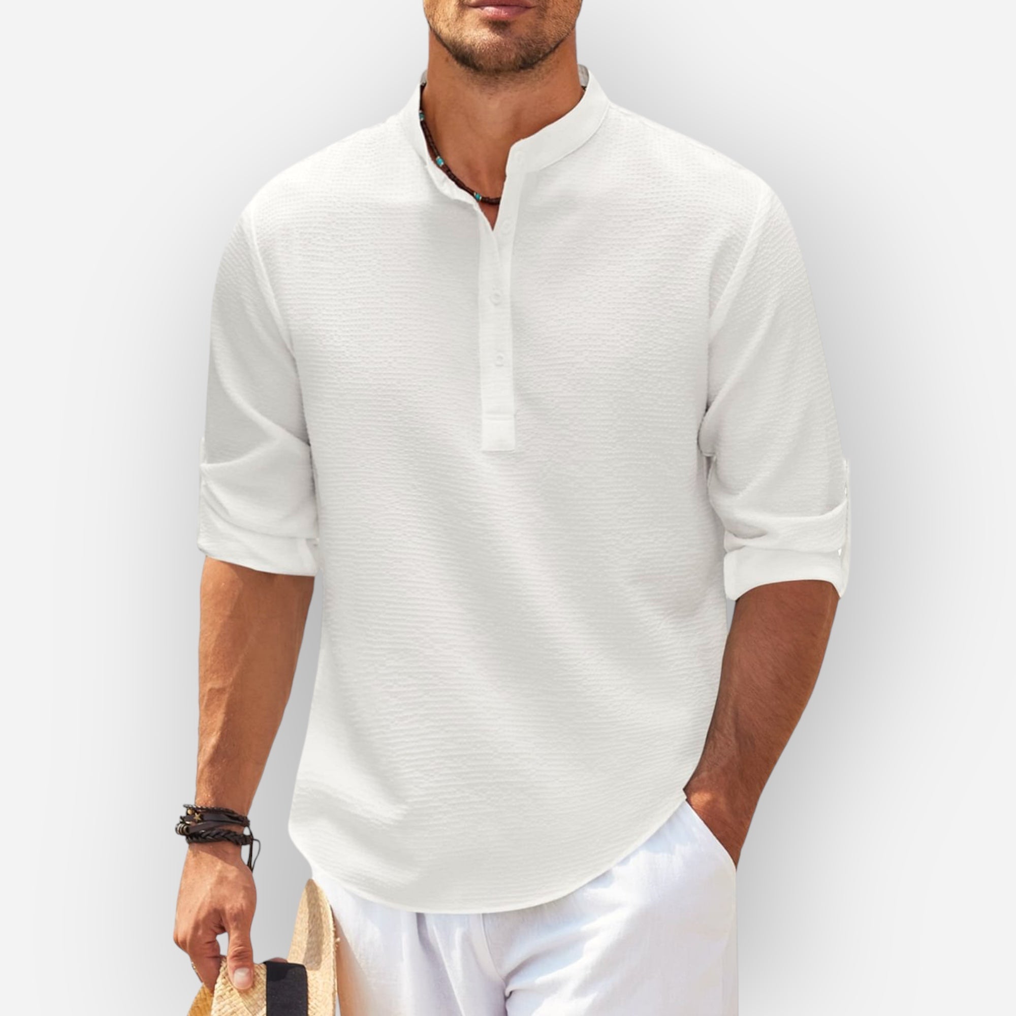 LucaMoretti™ Katoen-Linnen Herenshirt