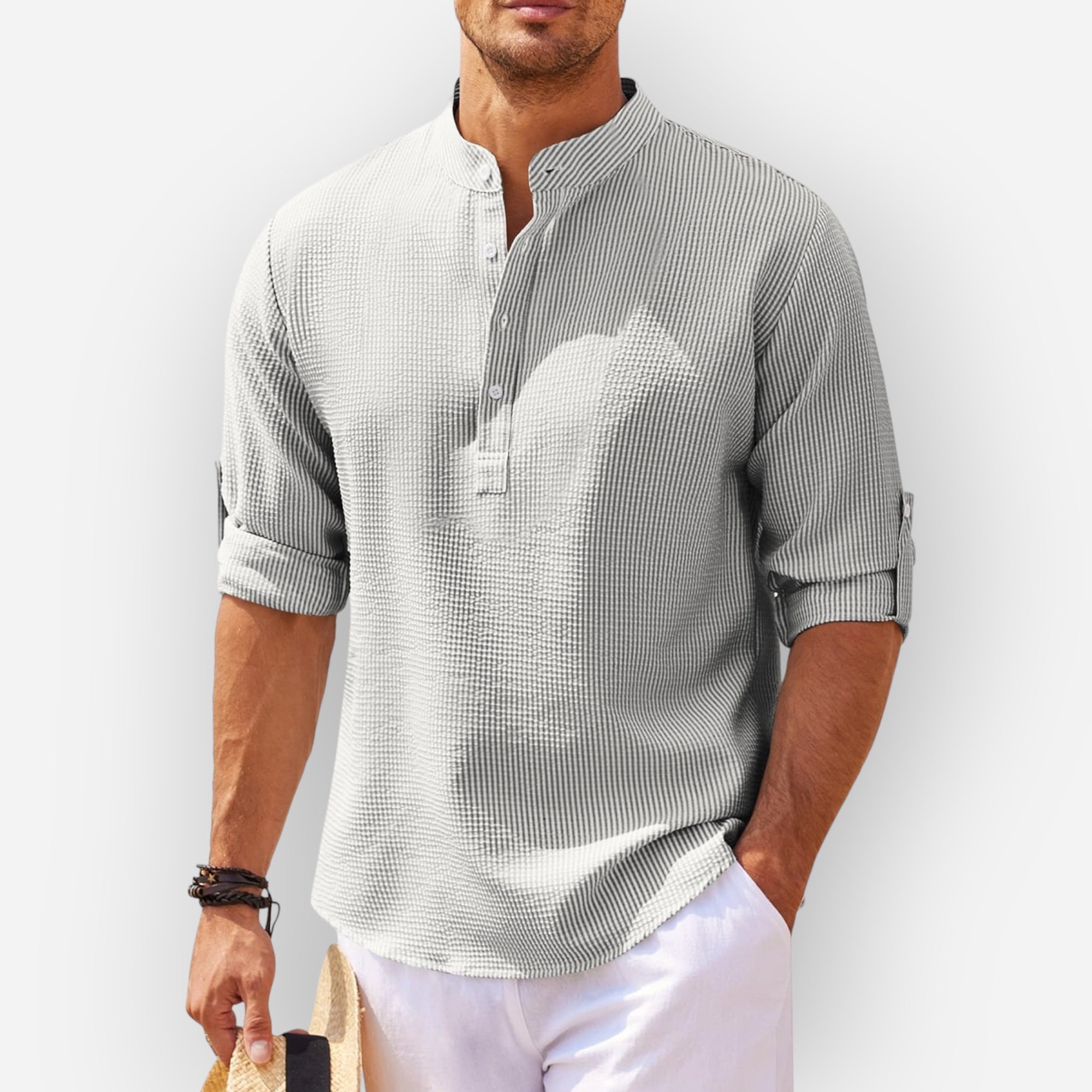 LucaMoretti™ Katoen-Linnen Herenshirt