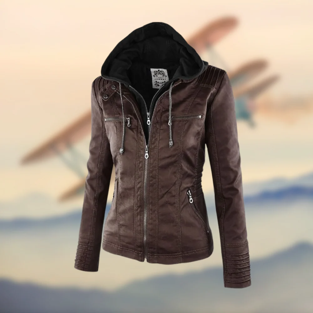Dames Leren Jas met Capuchon | Winter