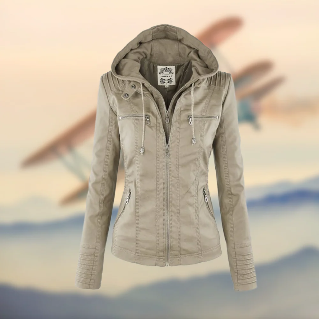 Dames Leren Jas met Capuchon | Winter