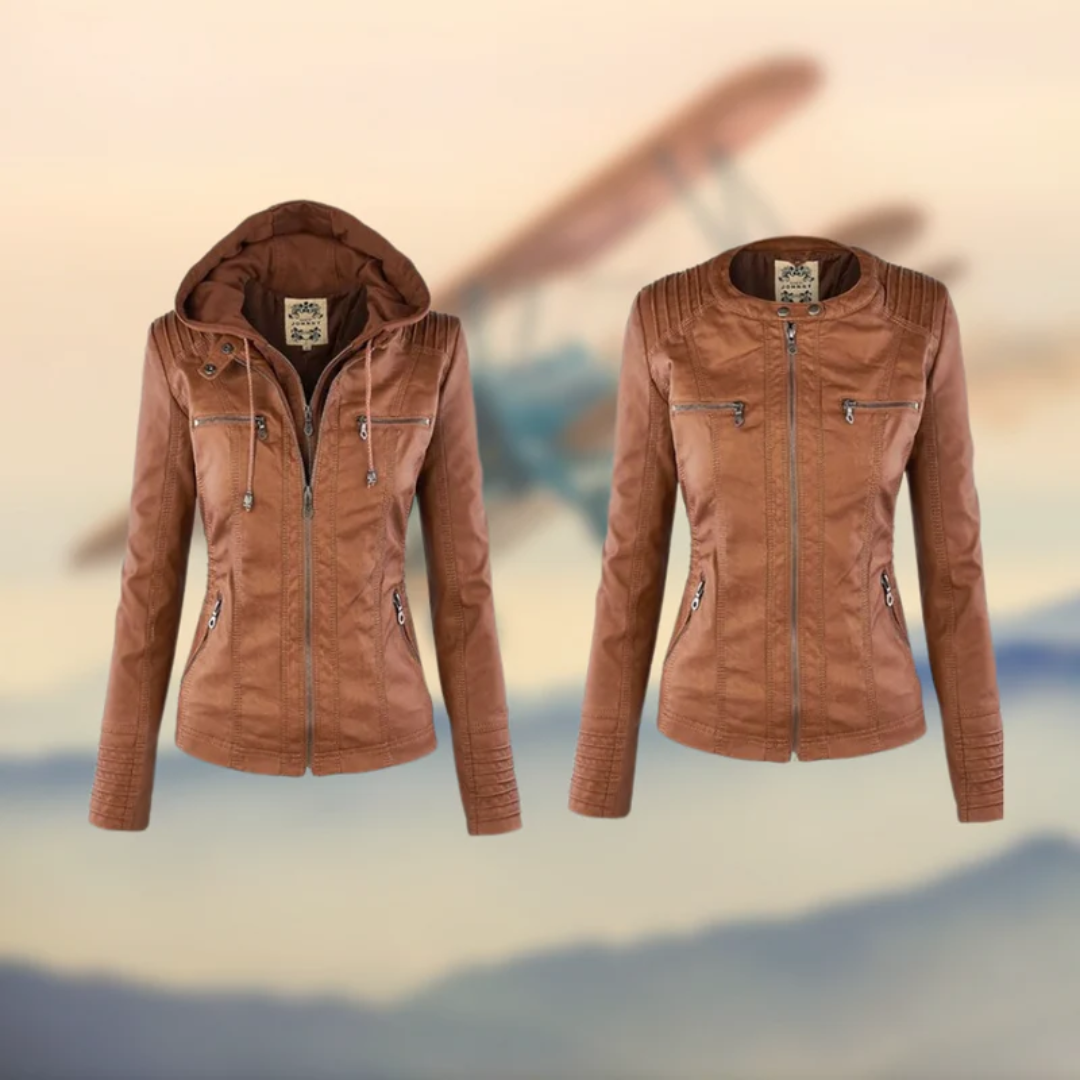Dames Leren Jas met Capuchon | Winter