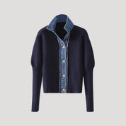 Dames Gebreide Vest | denim kraag