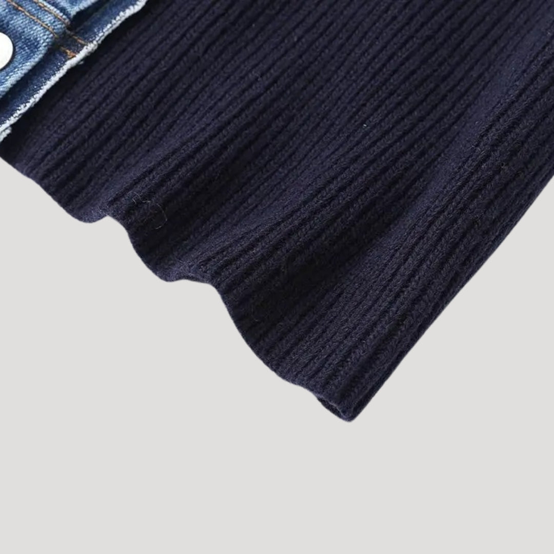 Dames Gebreide Vest | denim kraag