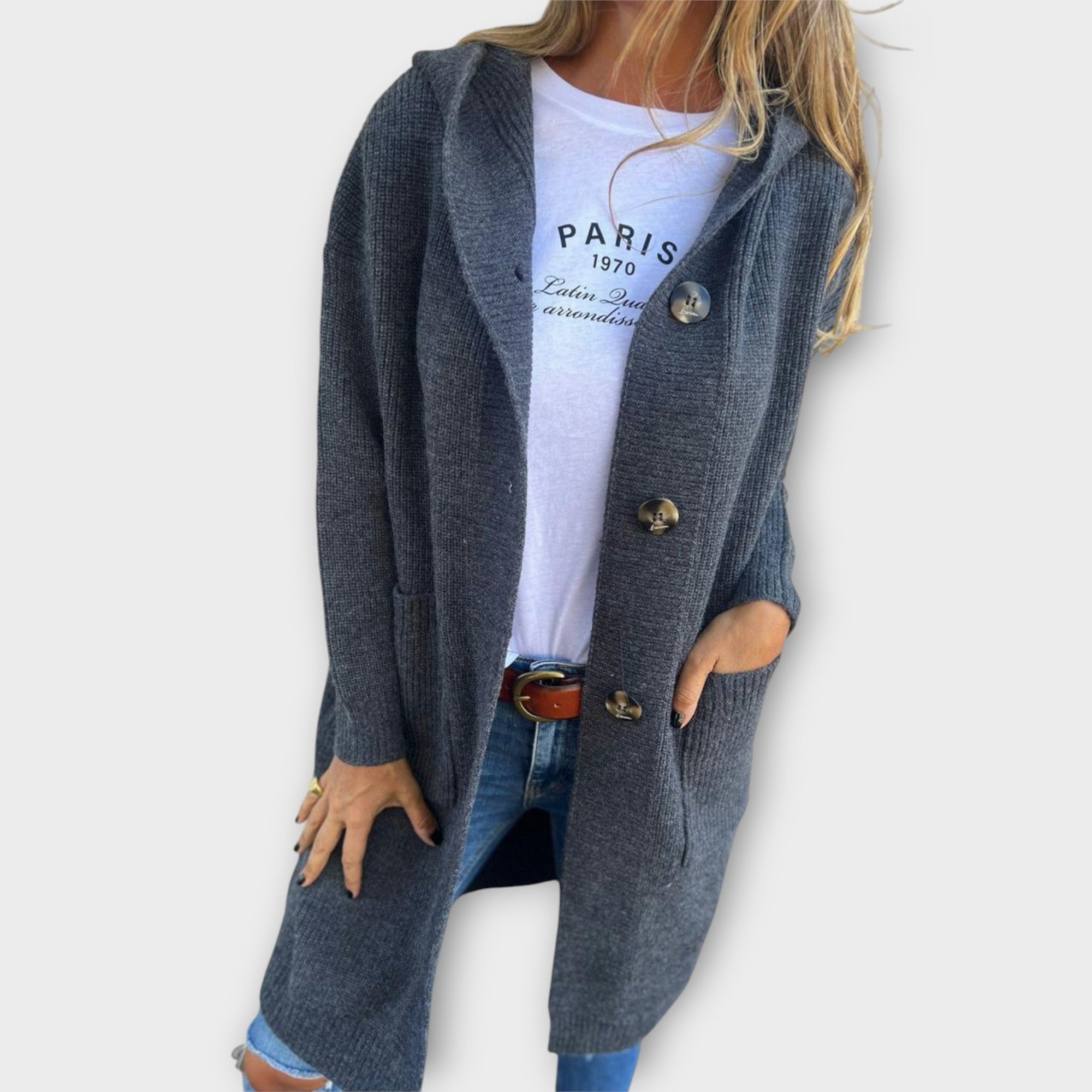 Dames Lange Gebreide Vest | Fleece