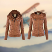 Dames Leren Jas met Capuchon | Winter