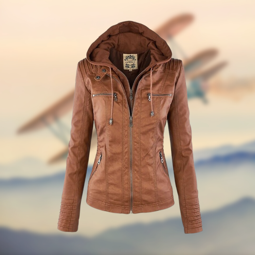 Dames Leren Jas met Capuchon | Winter