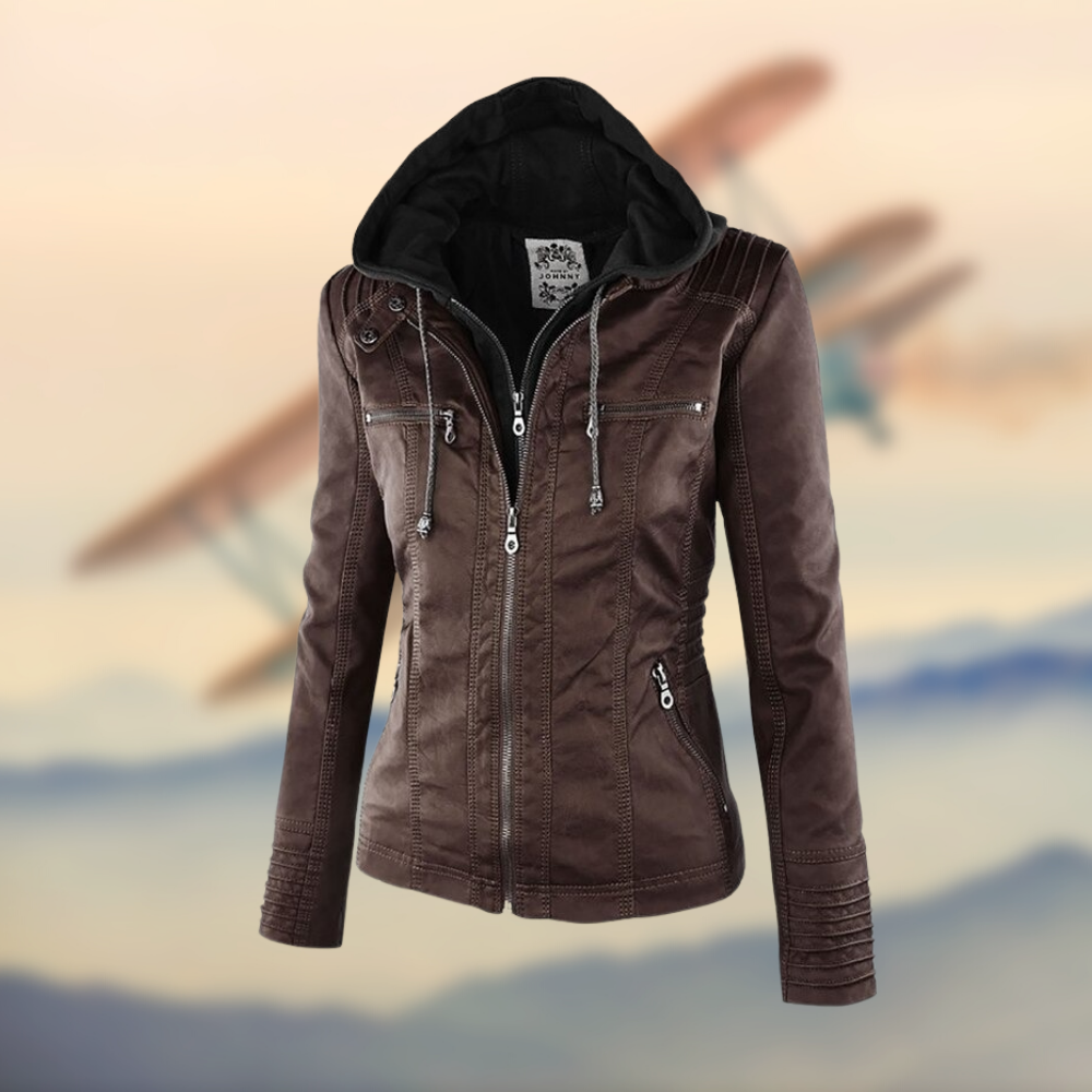 Dames Leren Jas met Capuchon | Winter